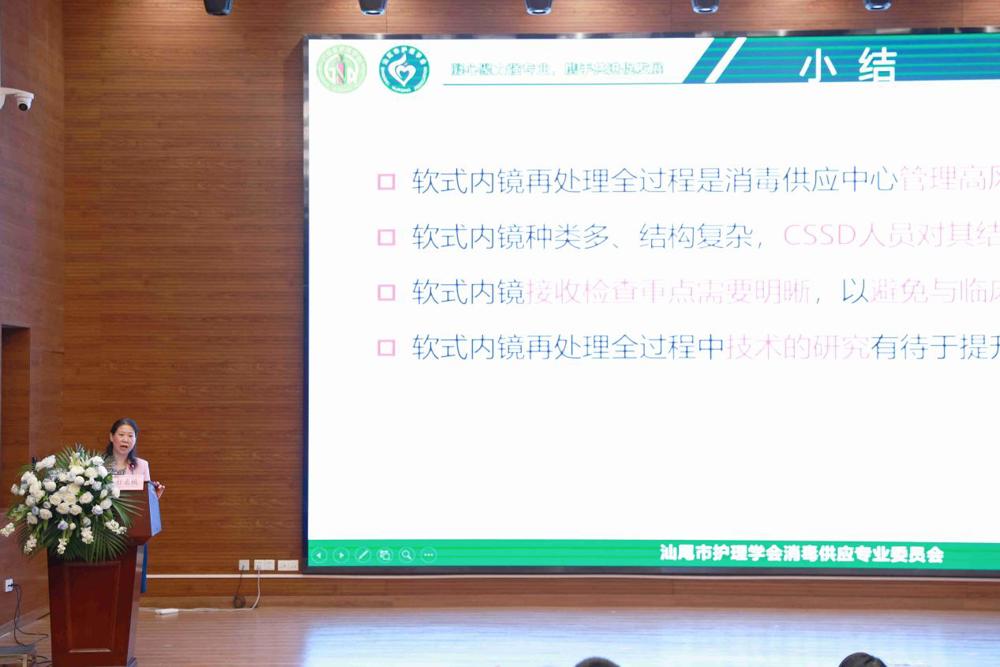 图13：广东省护理学会消毒供应专业委员会副主任委员任素桃授课现场